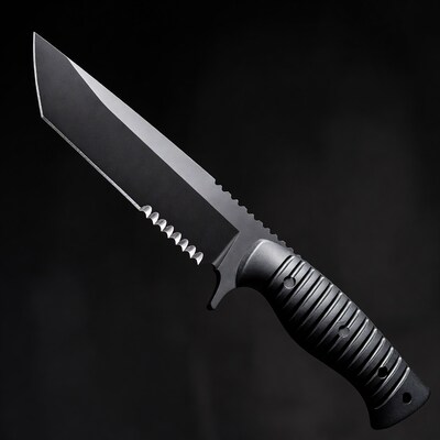 Black tactical combat knife