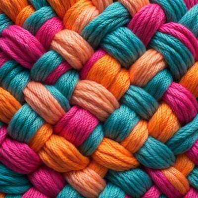 Colorful Knitted Yarn Close-Up