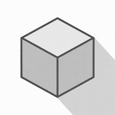 Gray 3D Cube with Shadow