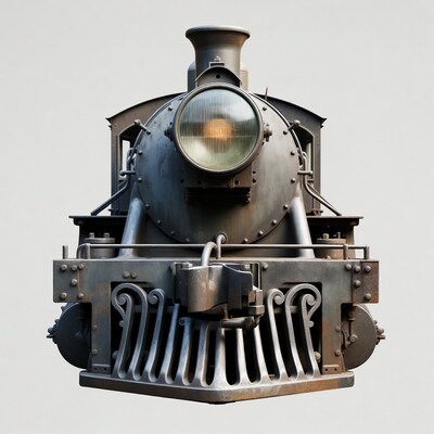 Rustic Steam Locomotive Front View