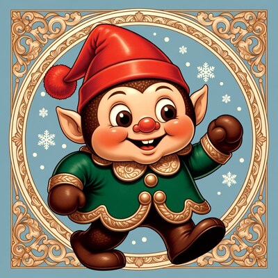 Smiling Christmas Elf Illustration