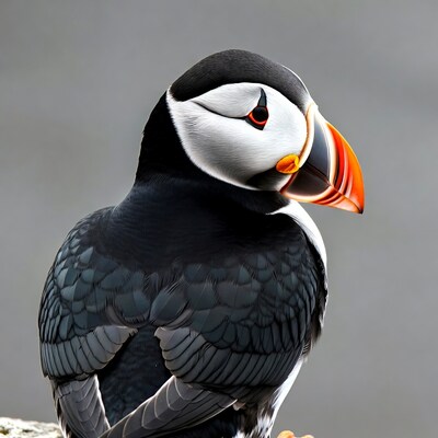 Puffin bird profile view