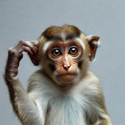 Monkey scratching head thoughtfully
