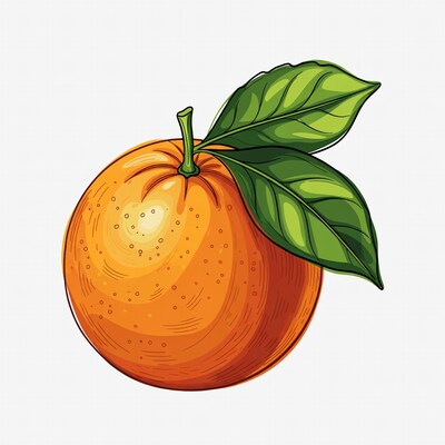 Orange with Leaves Illustration