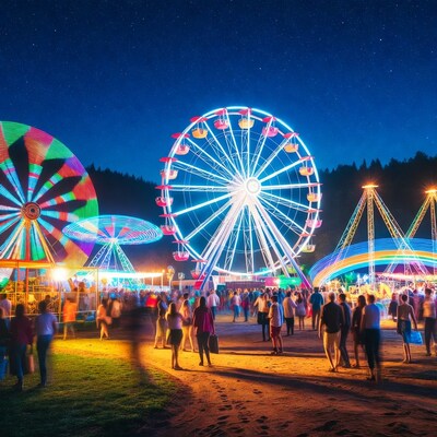 Night Ferris Wheel Carnival Crowd