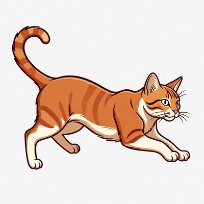 Orange tabby cat pouncing illustration