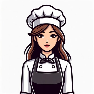 Cartoon woman chef in uniform