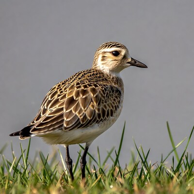 Semipalmated Plover standing in grass
