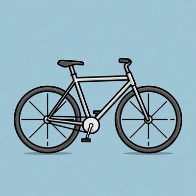 Silver fixed-gear bicycle illustration