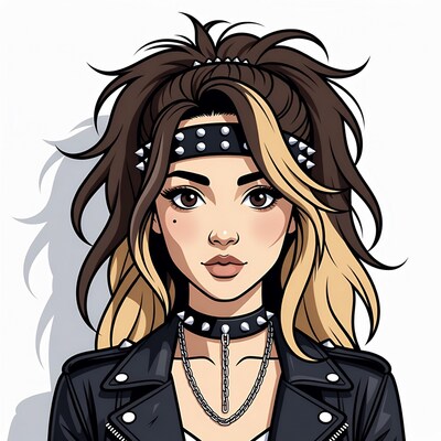 Punk woman with studded headband