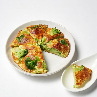 Broccoli Frittata on White Plate