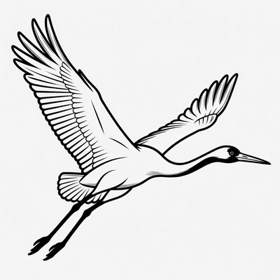 Flying crane bird illustration