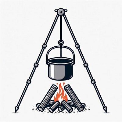 Campfire with Tripod Pot