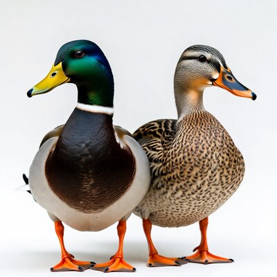 Male and female mallard ducks