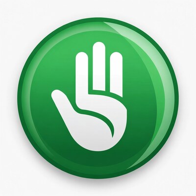 Green stop hand button icon