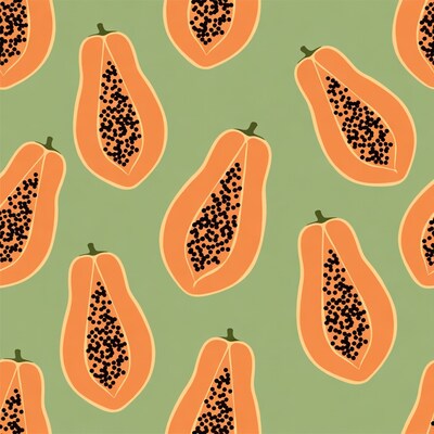 Papaya Fruit Seamless Pattern