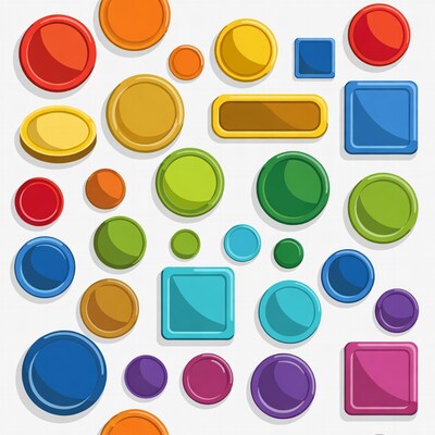 Colorful Buttons and Shapes Illustration