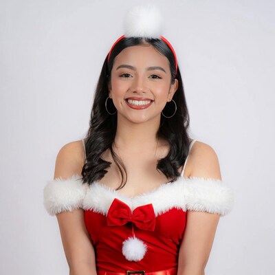 Asian woman in sexy Santa dress