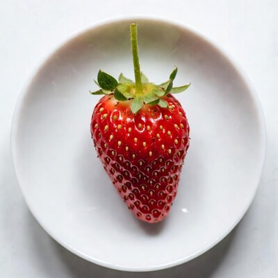 Fresh strawberry on white plate
