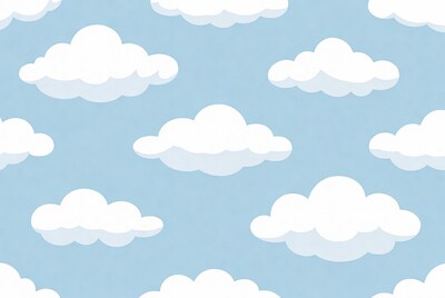 Cartoon white clouds on blue sky