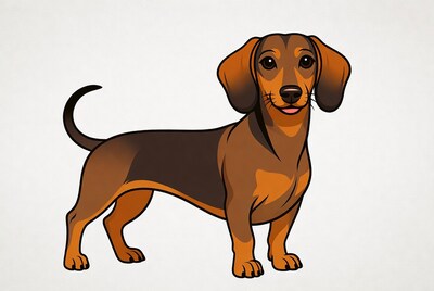 Cartoon dachshund dog standing
