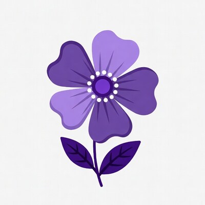 Purple flower illustration with leaves