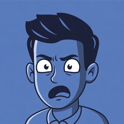 Cartoon man with shocked expression