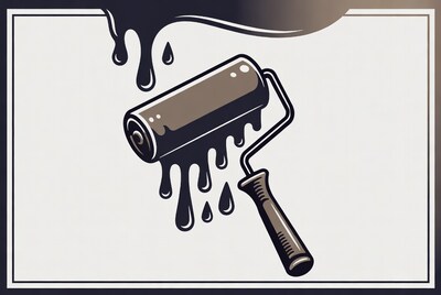 Paint Roller Dripping Black Paint