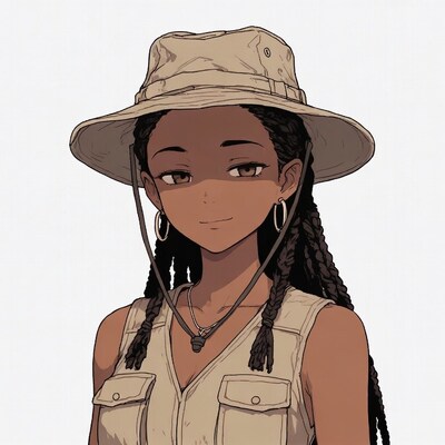 Black woman in safari hat