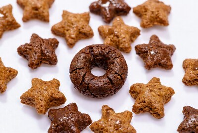 Chocolate Donut Surrounded by Star Cereal