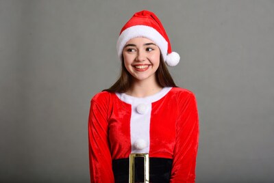 Asian girl in Santa costume