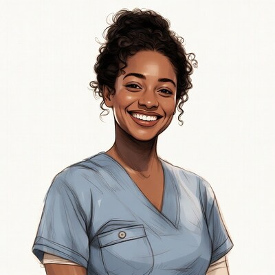Smiling African-American nurse illustration