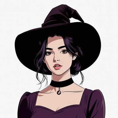 Anime Witch Girl in Black Hat