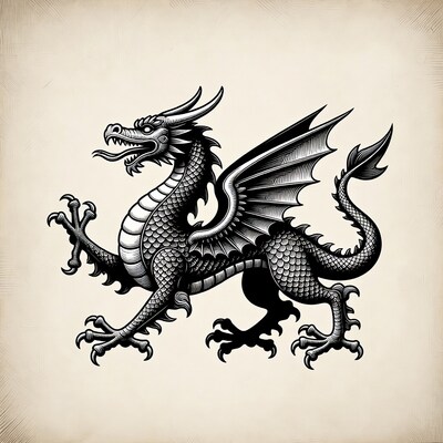 Black Ink Dragon Illustration