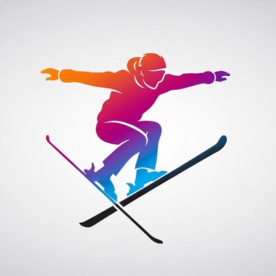 Colorful skier jumping illustration