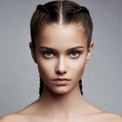 Woman with braids blue eyes