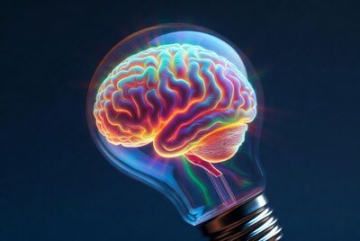 Glowing Brain Lightbulb Illustration