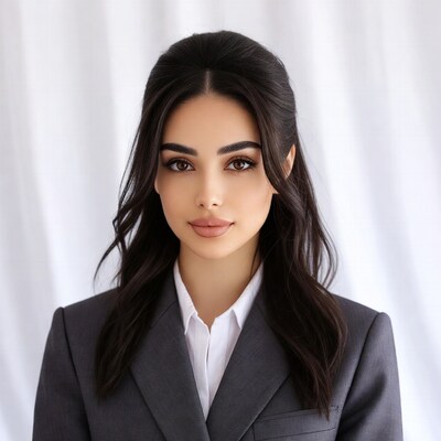 Woman in gray suit portrait