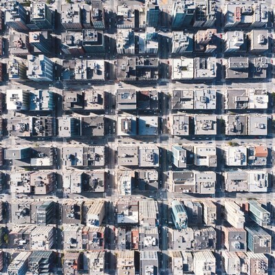 Aerial View of City Rooftops