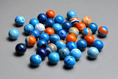 Colorful Marbles on Gray Background