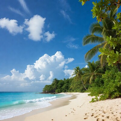 Tropical beach with turquoise waves
