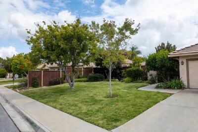 Suburban house with lush yard
