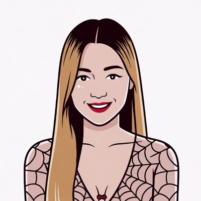 Asian woman in lace dress illustration