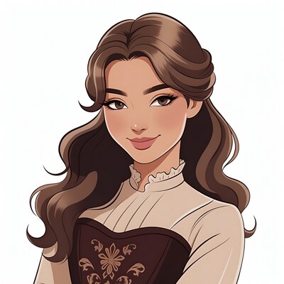 Beautiful Asian woman in corset dress illustration
