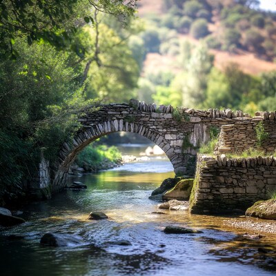 Stone Arch Bridge over River