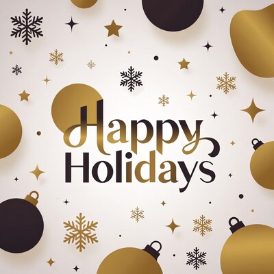 Happy Holidays Gold Ornaments Illustration