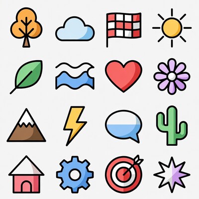 Colorful Flat Icons Set