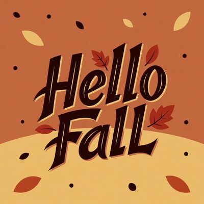Hello Fall Typography with Leaves