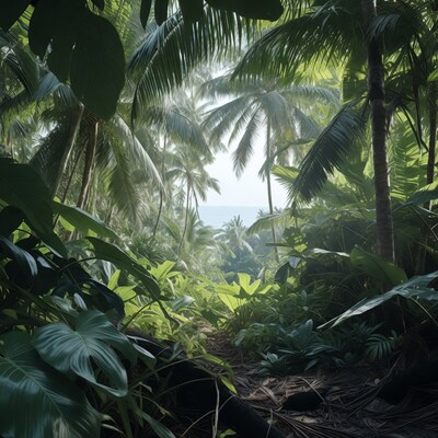 Tropical Jungle Path to Ocean