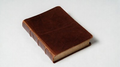 Brown leather bound book